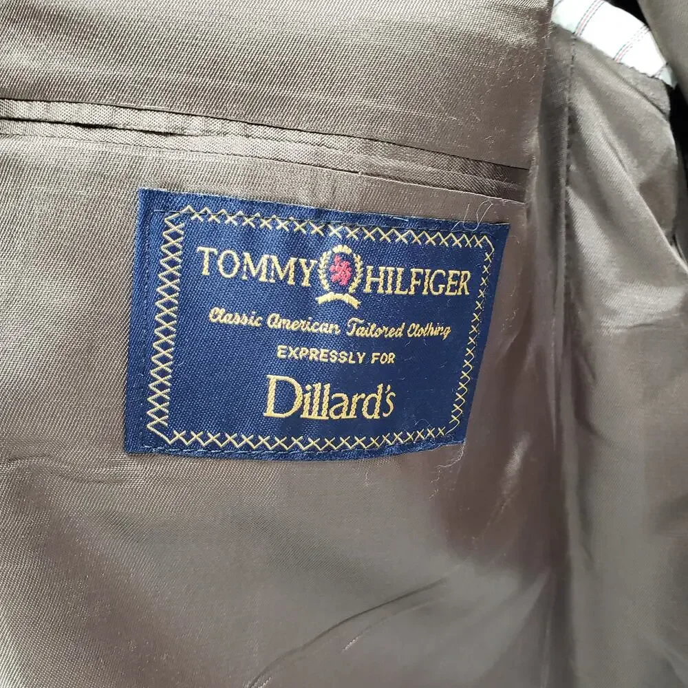 Tommy Hilfiger Vintage Brown Birds Eye Sportscoat Blazer Jacket Size 43R